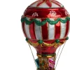 Huras Family kerst ornament Jolly luchtballon rood / wit 10 x 10 x 17 cm
