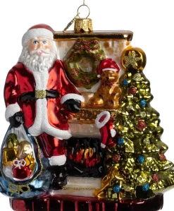 Huras Family kerst ornament Jolly kerstman multi 13 x 8 x 13,5 cm