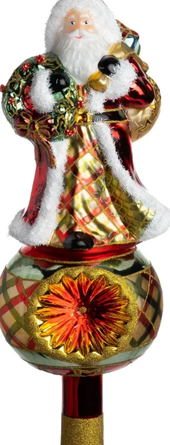 Huras Family piek Jolly kerstman rood / goud / groen 10 x 10 x 31 cm