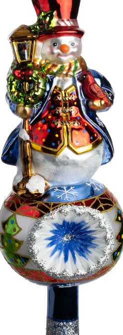 Huras Family piek Jolly sneeuwpop blauw / wit 10 x 10 x 31 cm