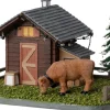 Intratuin Alpen kersthuisje hut met koe 20 x 17,5 x 12,5 cm