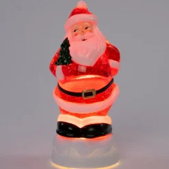 Intratuin automatische sneeuwbol kerstman rood met verlichting 11,2 x 10,6 x 25 cm