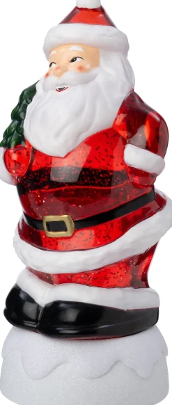 Intratuin automatische sneeuwbol kerstman rood met verlichting 11,2 x 10,6 x 25 cm