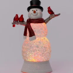 Intratuin automatische sneeuwbol sneeuwpop transparant met verlichting 19 x 11 x 28 cm