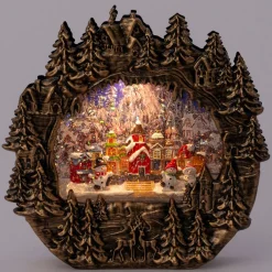 Intratuin automatische sneeuwbol kersttafereel met verlichting 25 x 6,5 x 24,3 cm