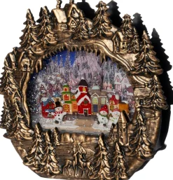 Intratuin automatische sneeuwbol kersttafereel met verlichting 25 x 6,5 x 24,3 cm