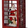 Intratuin automatische sneeuwbol telefooncel rood met verlichting 10,6 x 10,6 x 25 cm