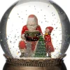 Intratuin automatische sneeuwbol kerstman brons met verlichting D 12 H 18,6 cm