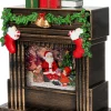 Intratuin automatische sneeuwbol kerstman haard brons met verlichting 19,5 x 9,3 x 23 cm