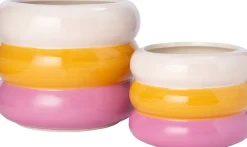 Intratuin bloempot Jairo crème / oranje / roze D 12,2 H 9,5 cm
