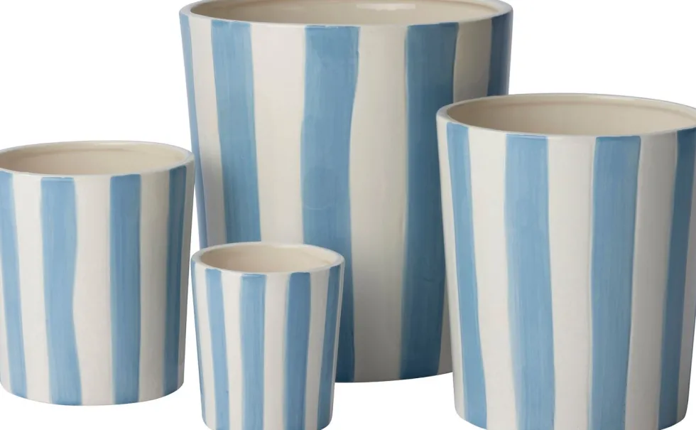 Intratuin bloempot Jake wit / blauw D 15 H 16 cm