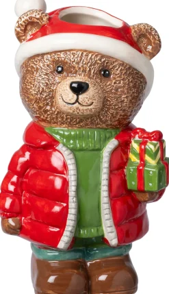 Intratuin bloempot Kerstbeer met cadeau rood 14 x 13 x 24 cm