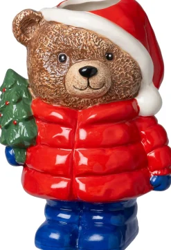Intratuin bloempot Kerstbeer met boom rood 14 x 13 x 24 cm