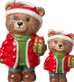 Intratuin bloempot Kerstbeer met cadeau rood 10 x 9 x 15 cm