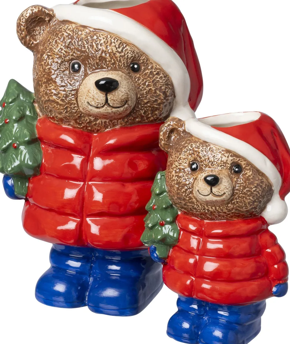 Intratuin bloempot Kerstbeer met boom rood 10 x 8 x 15 cm