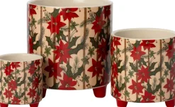 Intratuin bloempot Kerstster op poten wit / rood D 13,7 H 14,7 cm