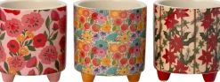 Intratuin bloempot Kerstster op poten wit / rood D 13,7 H 14,7 cm