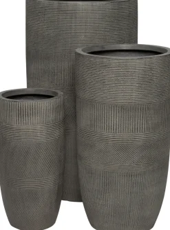 Intratuin bloempot Lijnen grijs D 24 H 48 cm