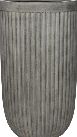 Intratuin bloempot Lijnen grijs D 34 H 64 cm