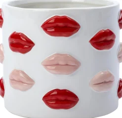 Intratuin bloempot Lip wit / rood D 17 H 14 cm