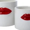 Intratuin bloempot Lip wit / rood D 14 H 13 cm