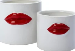 Intratuin bloempot Lip wit / rood D 14 H 13 cm