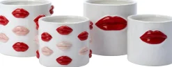 Intratuin bloempot Lip wit / rood D 14 H 13 cm