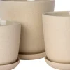 Intratuin bloempot met schotel Shai beige D 19,8 H 20 cm