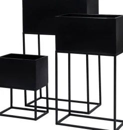 Intratuin bloempot met standaard Shay zwart 50 x 25 x 80 cm