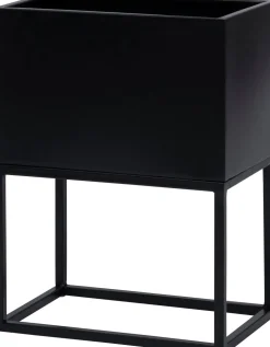 Intratuin bloempot met standaard Shay zwart 30 x 19,5 x 40 cm