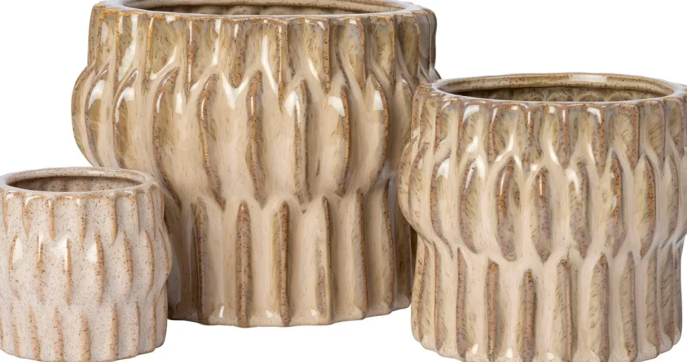 Intratuin bloempot Nisa beige D 8 H 7 cm