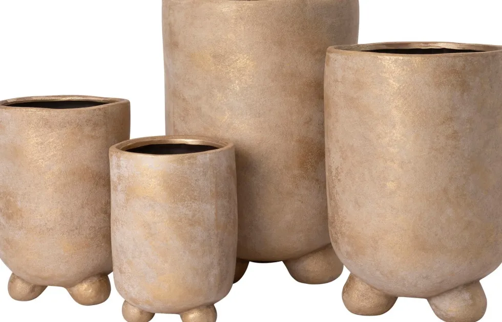 Intratuin bloempot op poten Arris goud D 19,5 H 28 cm