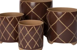 Intratuin bloempot op poten Blaise bruin / crème D 13,7 H 14 cm