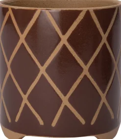 Intratuin bloempot op poten Blaise bruin / crème D 13,7 H 14 cm