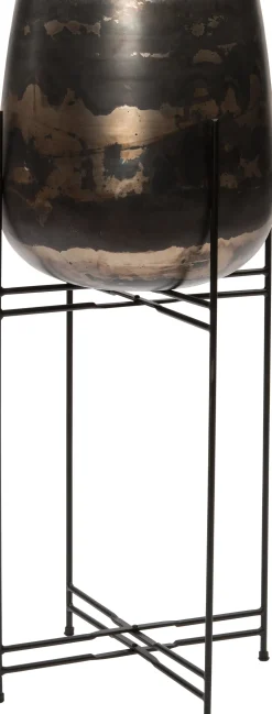 Intratuin bloempot op poten Brass zwart D 41 H 99 cm