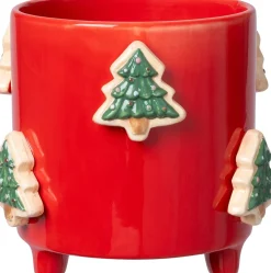 Intratuin bloempot op poten Jiya kerstboom rood D 16 H 15 cm