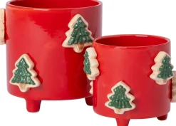 Intratuin bloempot op poten Jiya kerstboom rood D 13 H 11 cm