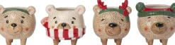 Intratuin bloempot op poten Kerstbeer met muts bruin 13 x 13 x 12,5 cm