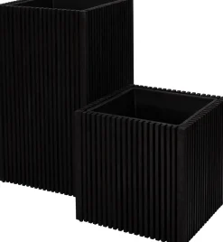 Intratuin bloempot op poten Latten zwart 51 x 51 x 90 cm