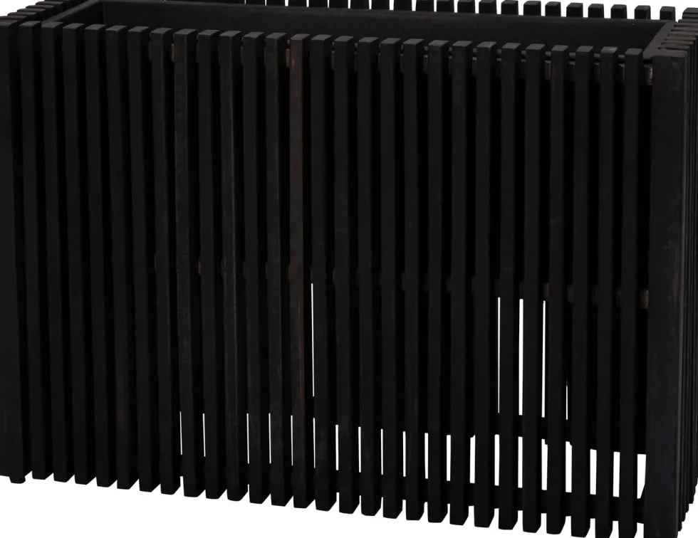 Intratuin bloempot op poten Latten zwart 73 x 27 x 50 cm