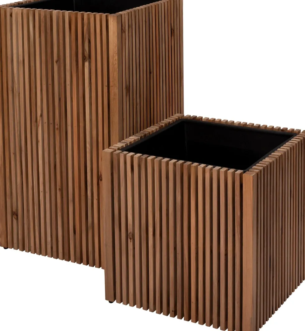 Intratuin bloempot op poten Latten naturel 51 x 51 x 90 cm