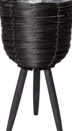 Intratuin bloempot op poten riet zwart D 30 H 59 cm