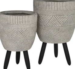 Intratuin bloempot op poten Seb grijs D 37,5 H 52,5 cm