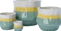 Intratuin bloempot op voet Adil wit / geel / groen D 19 H 16 cm