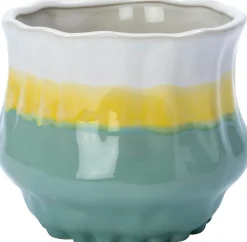 Intratuin bloempot op voet Adil wit / geel / groen D 19 H 16 cm