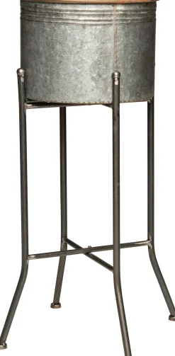 Intratuin bloempot op voet grijs D 38 H 64 cm