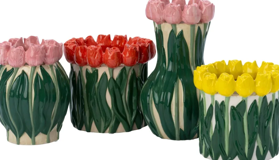 Intratuin bloempot Sven rood / groen D 17 H 16 cm