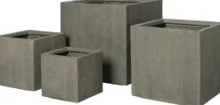 Intratuin bloempot Tino grijs 31,5 x 31,5 x 31,5 cm