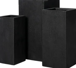 Intratuin bloempot Tino zwart 32,5 x 32,5 x 70 cm