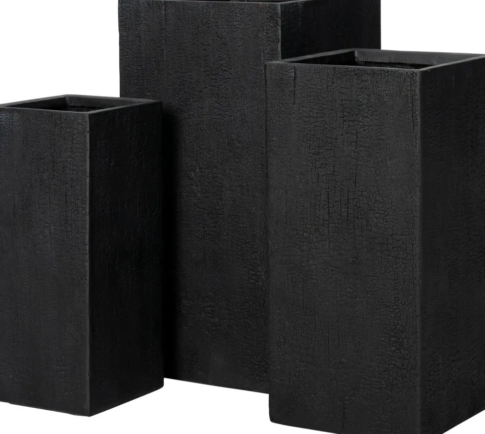 Intratuin bloempot Tino zwart 32,5 x 32,5 x 70 cm